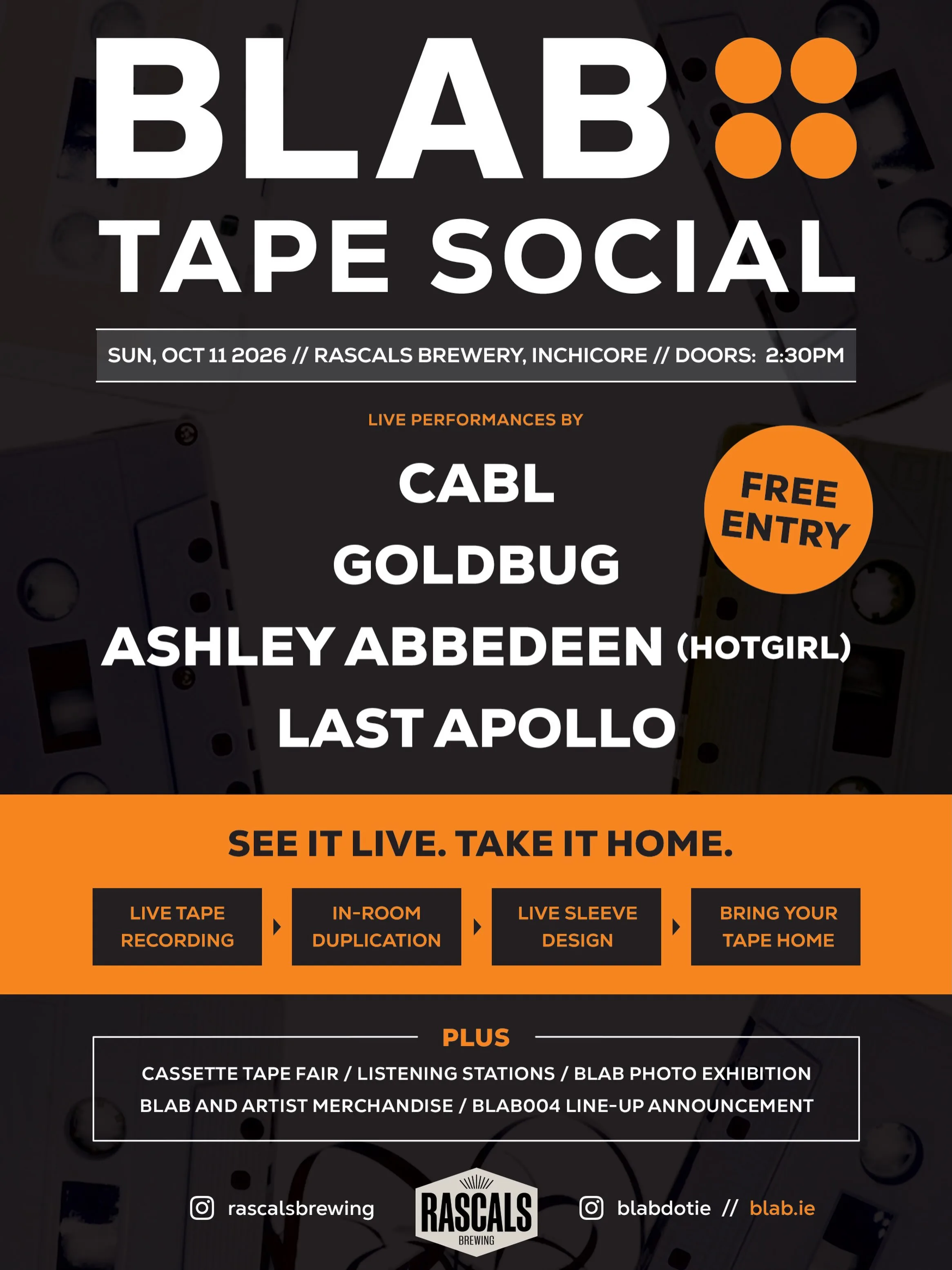 Blab Are Hosting A Live To Cassette Recording Daytime All-Ages Gig At Rascals On Sunday With Cabl, Goldbug, Last Apollo And More 12